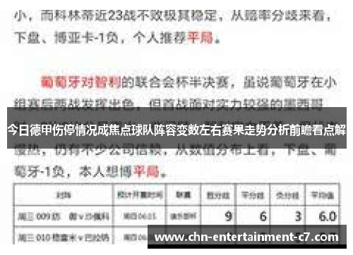 今日德甲伤停情况成焦点球队阵容变数左右赛果走势分析前瞻看点解